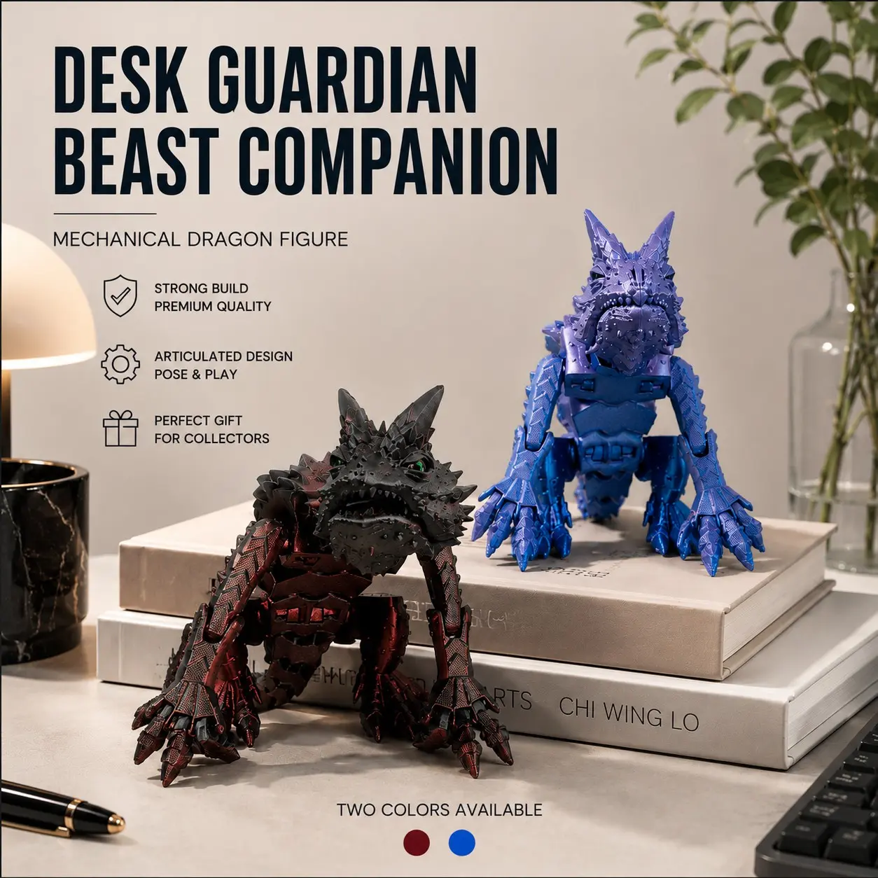 3D Printed Moving Dragon Monster Model, Articulating Figurines, Flexible Joints, Fantasy Creature Desktop Decor, Stress Relief Toy, Halloween Christmas Birthday Gift