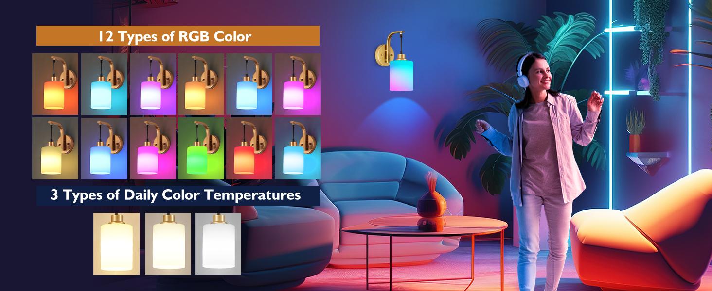 Wireless Rechargeable Wall Sconce Set of Two, 15Colors Battery Operated Wall Lights, 2 Milky Glass Wall Lamps with Remote and Dimmable Bulbs, Indoor Sconces Wall Decor for Bedroom Living Room