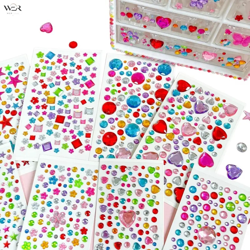 Girlset Self-Adhesive 3D Acrylic Diamond Gem Stickers for Kids DIY Crafts, Scrapbook, Phone Case Decor