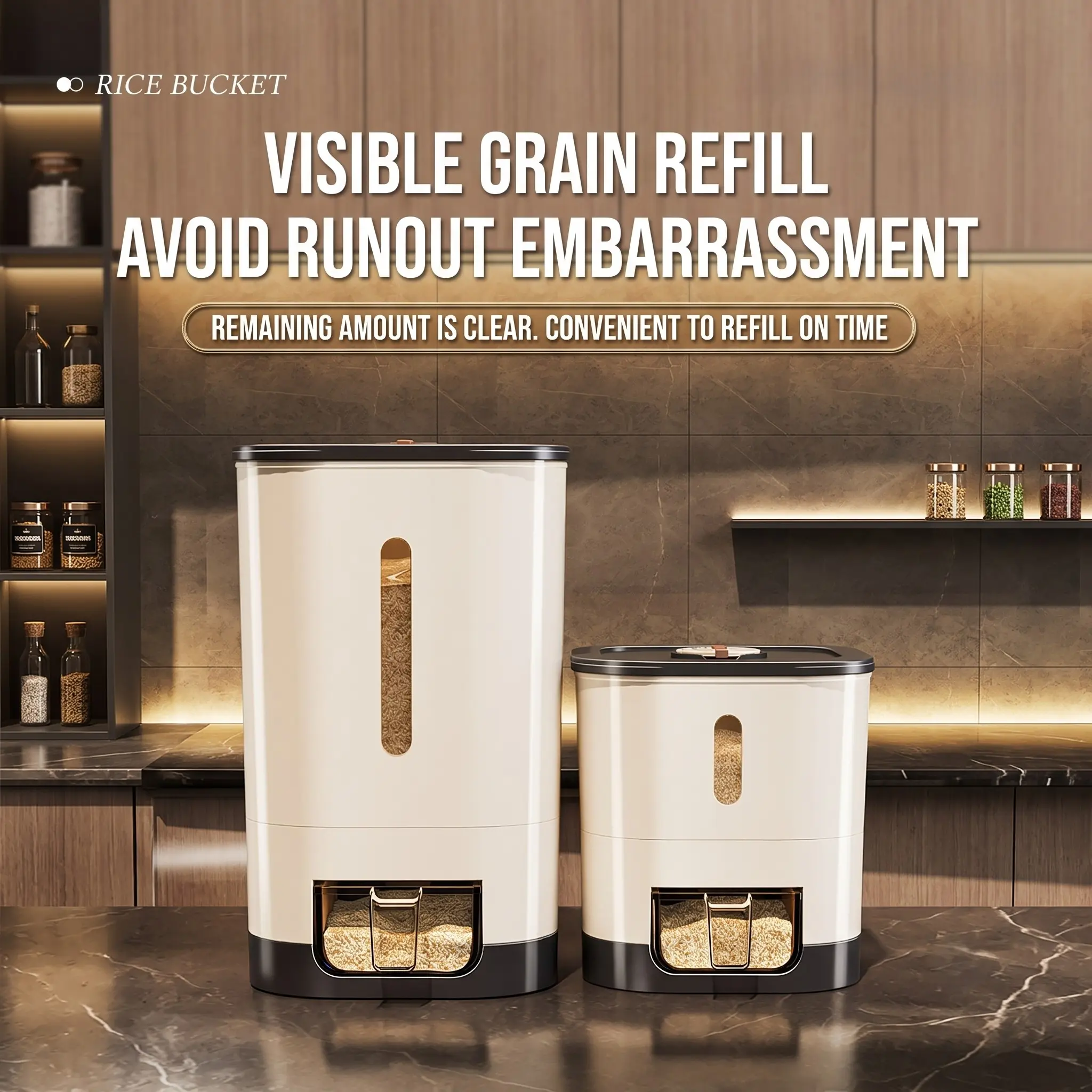 12/25 Pound Rice Bucket, Large Capacity Grain Container with Lid, Home Grain Dispenser, Kitchen Soybean Corn Storage Box