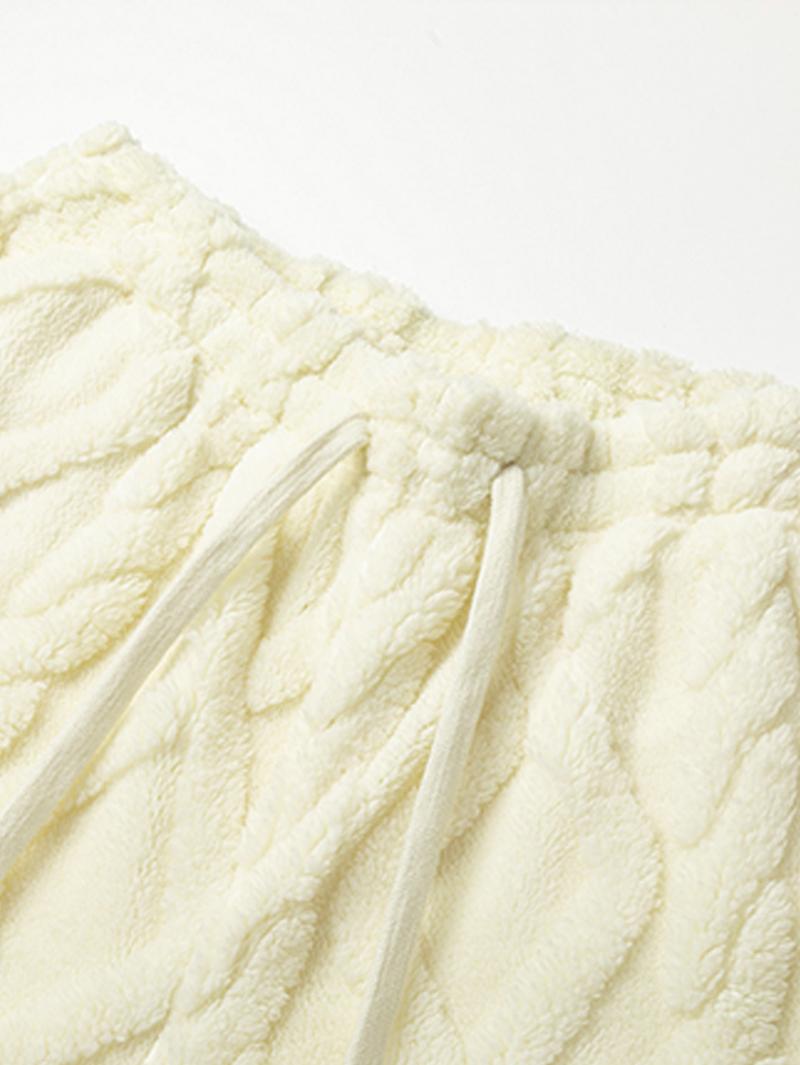 Men's Heavyweight Winter Trousers - Thickened Durable Non-Stretch, Elastic Drawstring Waist + Geometric Pattern, Cold-Weather Everyday/Outdoor Pants