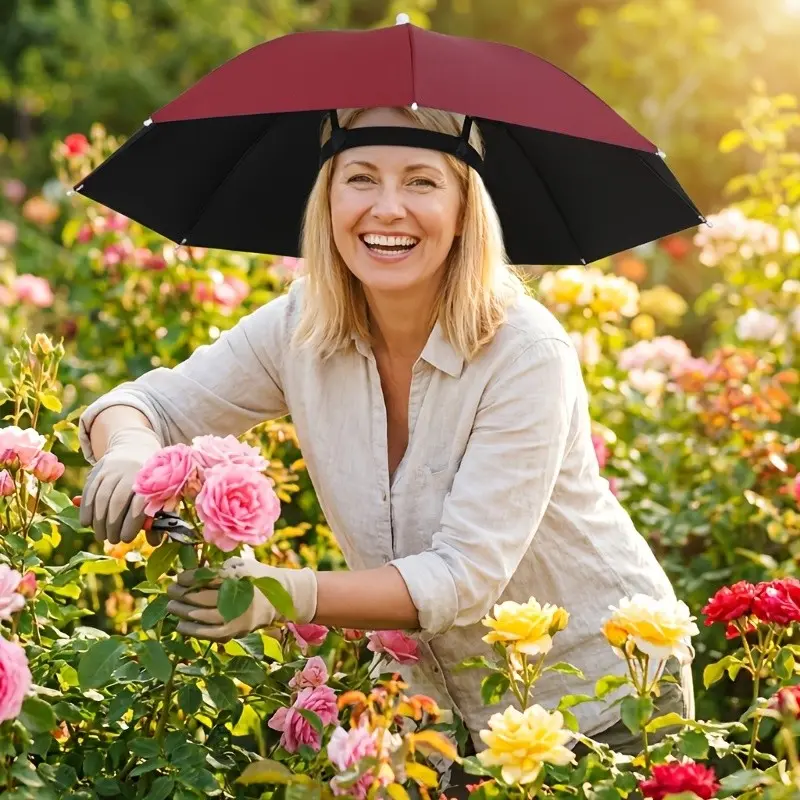 Outdoor sun and rain dual-use Foldable Umbrella hat, worn on the head | Suitable for multiple scenarios—fishing, gardening, hiking, photography, outdoor work | Lightweight and portable—can be folded for storage