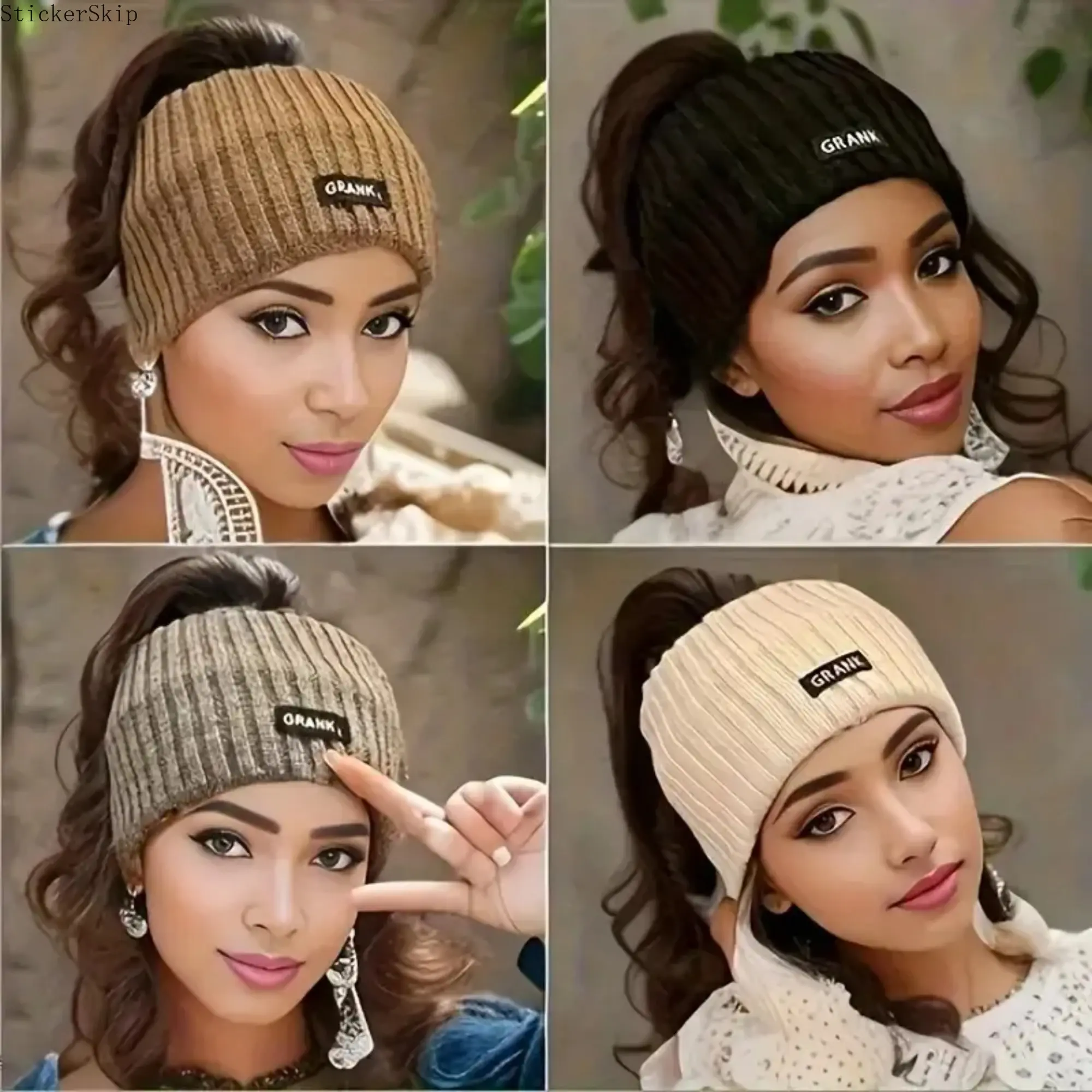 4-Pack Women’s Soft Knit Fringe Headbands, Knotted Zigzag Sweat-Wicking Ear Covers, Stretch Athleisure Hair Bands for Gym Workouts & Daily Sports