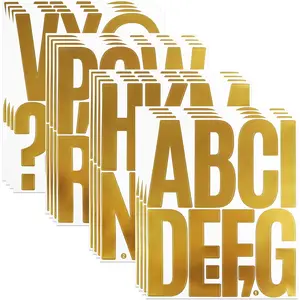 5 Inch Gold Letter Stickers, Vinyl Self-Adhesive Waterproof & Tear-Resistant Capital Alphabet Sticker for Mailbox, House Address, Office and Outdoor Signs -16 Sheets