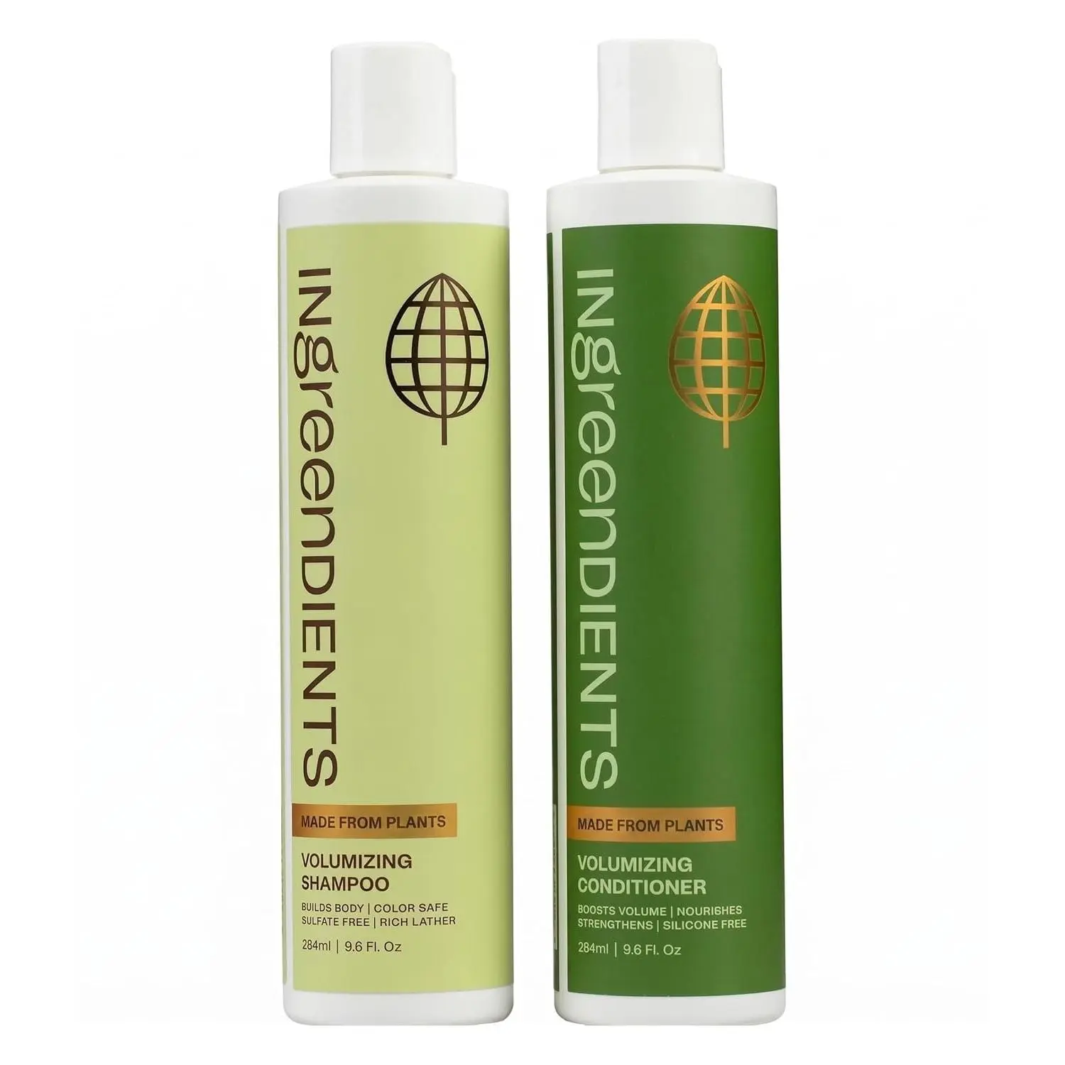 Ingreendients Non Toxic Sulfate Free Volumizing Shampoo & Conditioner with Organic Ingredients For Fine & Thin Hair - Color Safe, Paraben & Gluten Free, Silicone Free, Vegan, Cruelty-Free, pH Balanced