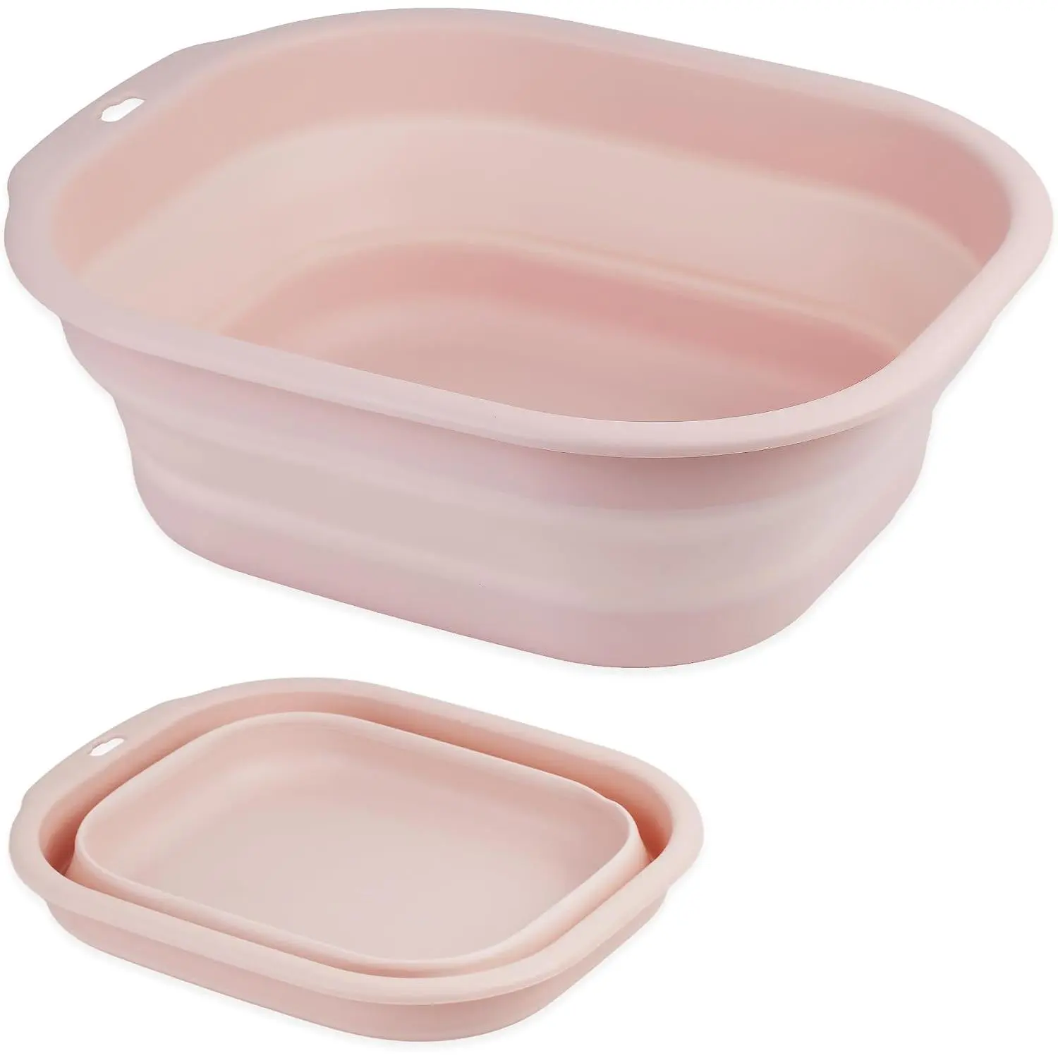 Collapsible Wash Basin Set of 2, Foldable Small Medium Size Wash Basin, Portable Plastic Basins for Laundry, Bottles, Travel, Camping ()