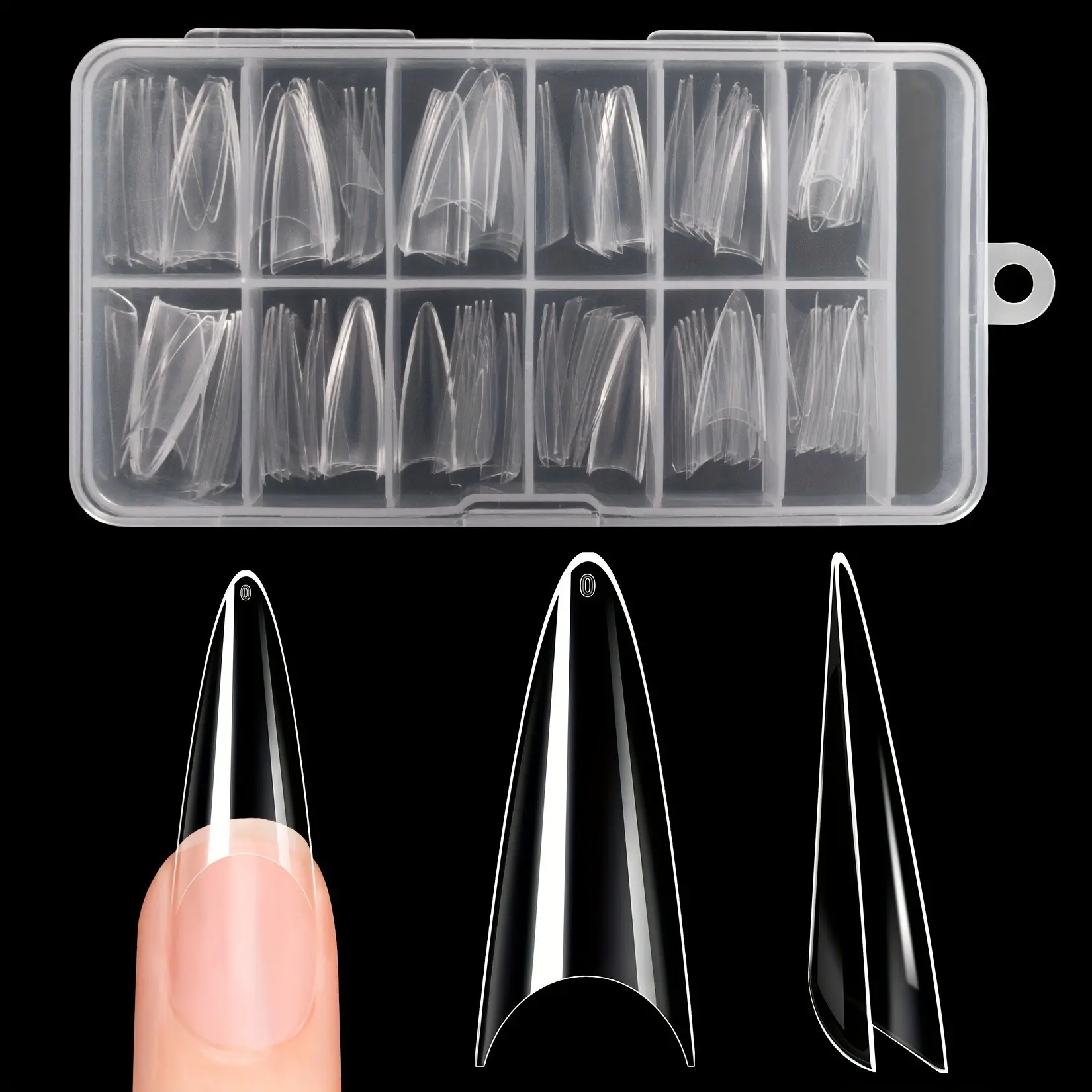 240pcs Medium-Length Almond Half-Shell Nails, 12 Sizes with Numbers, Pmma Invisible Extension Nails, Home & Salon DIY Manicure