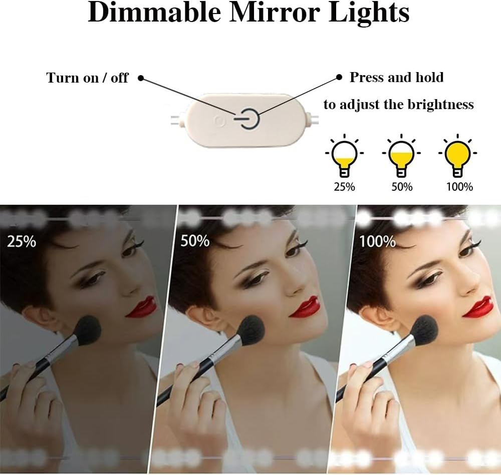 TOOLBLITZ Hollywood Style Vanity Lights Kit, LED White 10ft Dimmable Mirror Lights,Vanity Lights for Mirror, Full Mirror, Vanity Mirror, Makeup Table & Bathroom Lighting(Mirror Not Include) TOOLBLITZ Hollywood Style Vanity Lights Kit, LED White 10ft Dimmable Mirror Lights,Vanity Lights for Mirror, Full Mirror, Vanity Mirror, Makeup Table & Bathroom Lighting(Mirror Not Include)