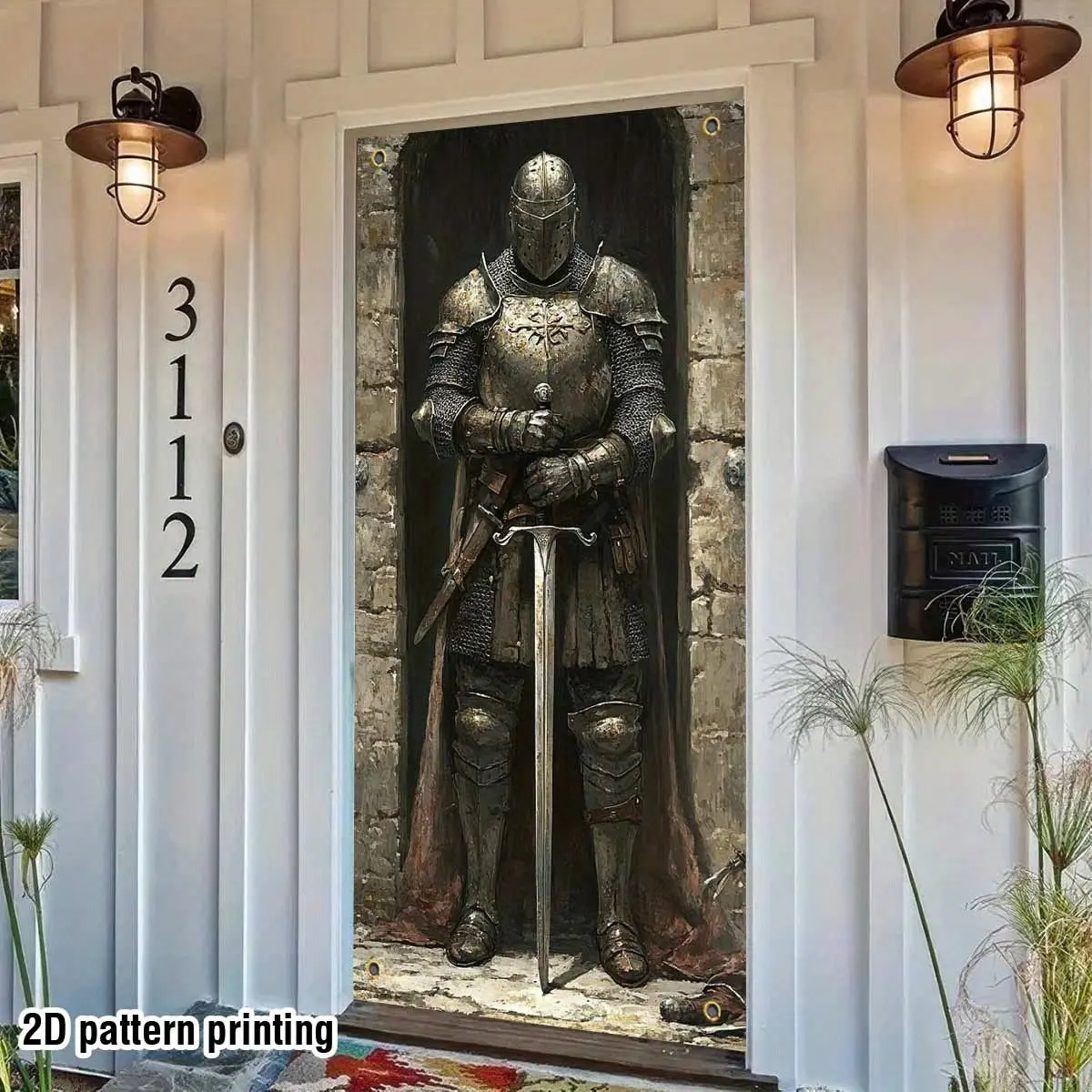 Medieval Knight Door Banner, Durable Polyester Fabric, Gothic Castle Theme, Halloween, Renaissance Fair, Indoor/outdoor Decor, Easy to Hang