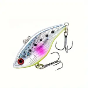 1pc 5cm 14g Winter Ice Fishing Crankbait - Vibrant Multi-Color Sinking Vib Lure with Treble Hook, Realistic Swimming Action for Bass Perch Walleye Ice Fishing Lures, Winter Fishing Gear | Vibrant Crankbait | Lightweight Lure, Fishing Bait