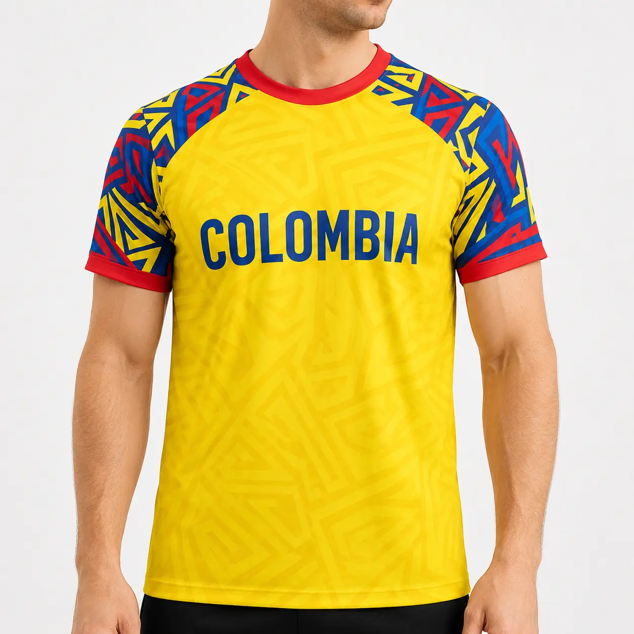 Colombia Yellow Soccer Jersey Men Women Unisex Crew Neck Short Sleeve Fan Shirt, Lightweight Breathable Game Day Summer Streetwear Top,clothes,outfits,men's wear,men fashion,summer men clothes,fashion men clothes