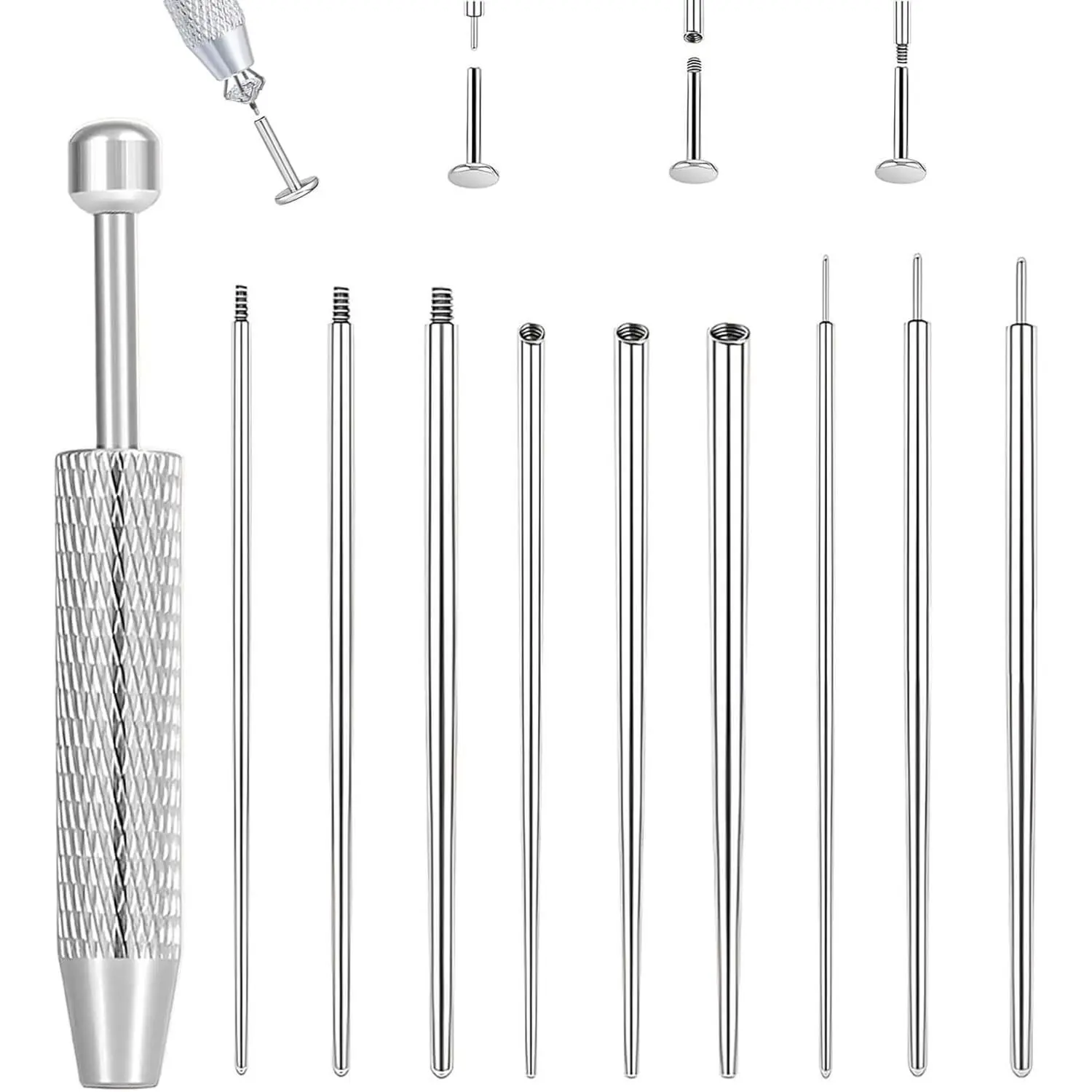 Piercing Taper Ball Grabber Tool for Changing Jewelry - Stretching Kit 14G 16G 18G 20G Threadless/Internal/External Thread for Ear Nose Navel Nipple Lip Eyebrow TongueGift