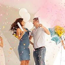 Gender Reveal Confetti Cannon - Biodegradable Powder & Butterfly Shaped Confetti Poppers - Pink 4 Pack - Baby Girl Gender Reveal Smoke Bomb Party Poppers