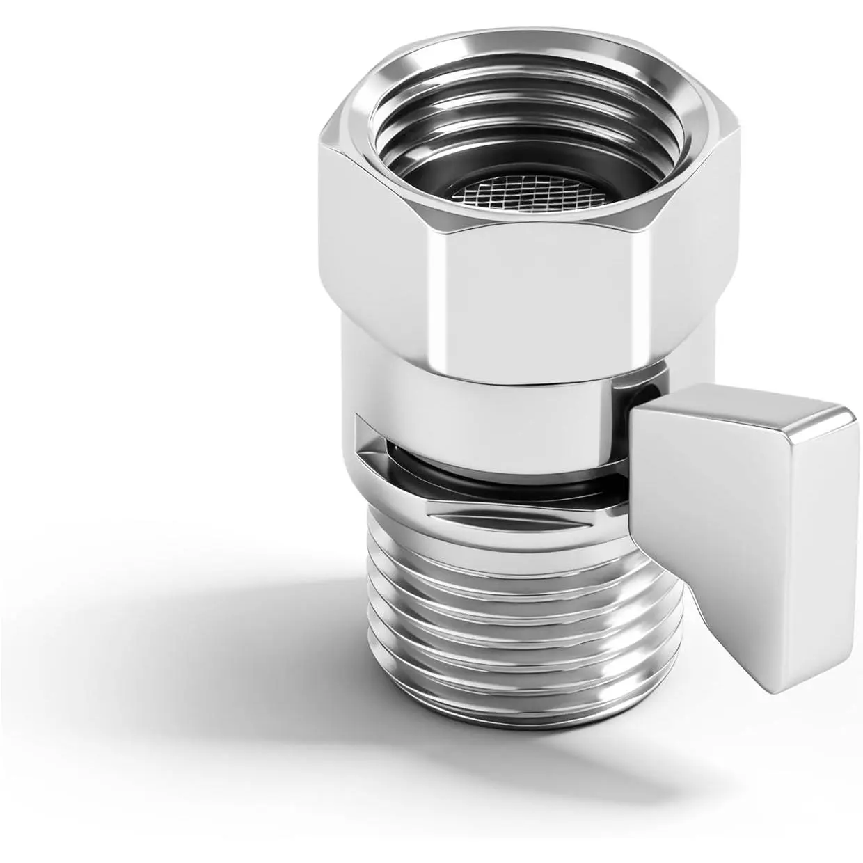 Shower Flow Control Valve, Metal Shut Off Valve, G1/2 Standard Connection, Handheld Shower Flow and  Regulator, Chrome, Makes Your Shower Experience Effortlessly
