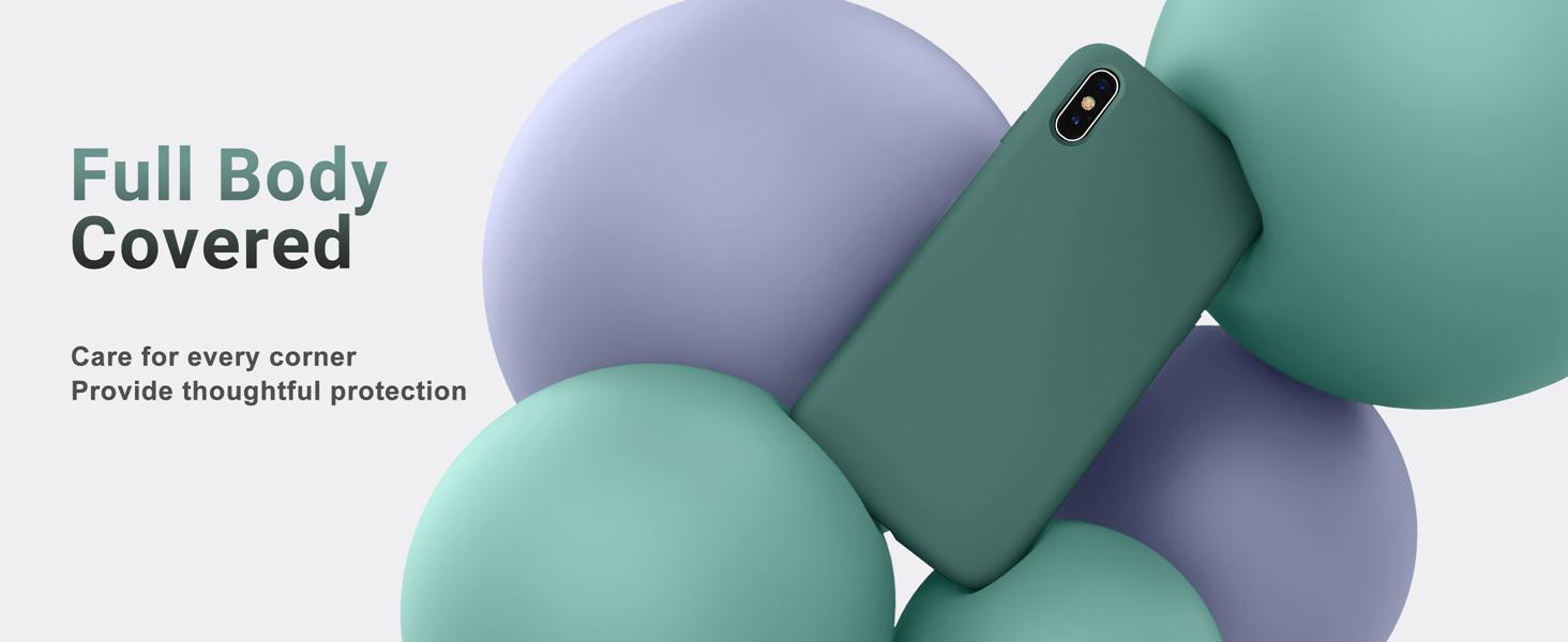 OTOFLY Compatible with iPhone Xs Max Case,Ultra Slim Fit iPhone Case Liquid Silicone Gel Cover with Full Body Protection Anti-Scratch Shockproof Case, [Upgraded Version] (Pine Green)