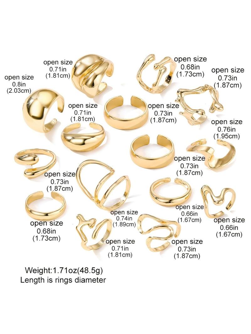Women's Elegant Wide Band Ring Set, Exaggerated Smooth Geometric Design Stackable Ring, Fashion Jewelry for Party, Daily Clothing Decor, Trendy All-match & Exquisite Jewelry for Gift, Stacking Ring Set