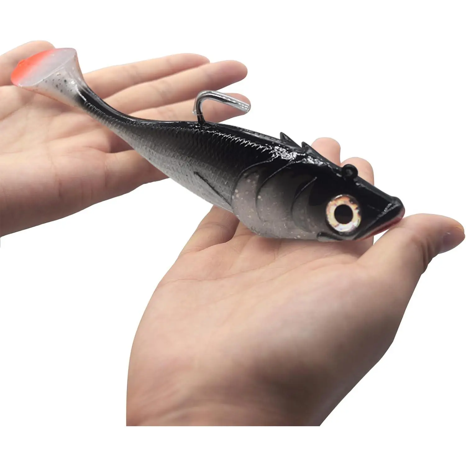 Large Size Big Jig Worm Lures - 7.68" Length Soft Plastic Fishing Lures with Lifelike Tail & Realistic Look for Bass, Redfish - Fresh/Salt Water Fishing Tackle, Swimming Lure