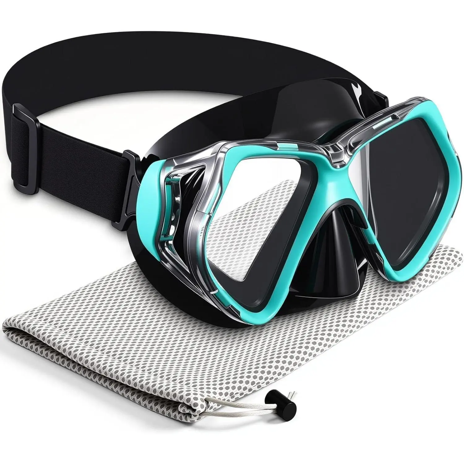 Adults' Swimming Goggles with Nose Cover, Fabric Stretchy Straps, Waterproof Design for Diving & Snorkeling (Goggles for Swimming), Youth