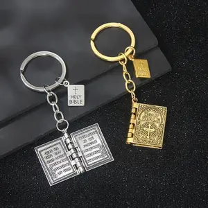 Creative Bible Book Design Metal Keychain for Men & Women Fashion Keychain for Bag Car Key Decor Charms Trendy All-match Exquisite Keychain for Gift