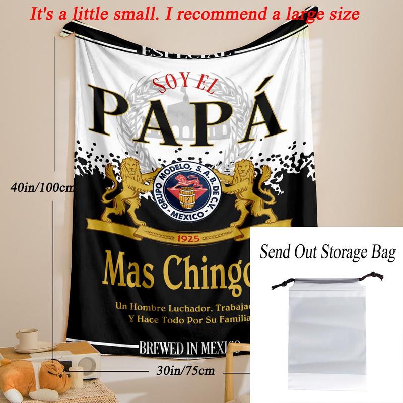 Papa Letter Print Soft Blanket, 1 Count Casual Soft Throw Blanket, Soft Comfy Blanket, Air-conditioned Room Blanket, Warm Nap Blanket for Home Office Travel Camping