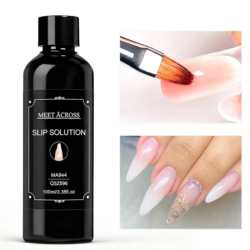 MEET ACROSS 100ml Nail Care Slip Solution for Poly Gel Nails, AcryGel Slip Solution Nail Sculpting Application Aid Builder Gel Acrylic Nail Art
