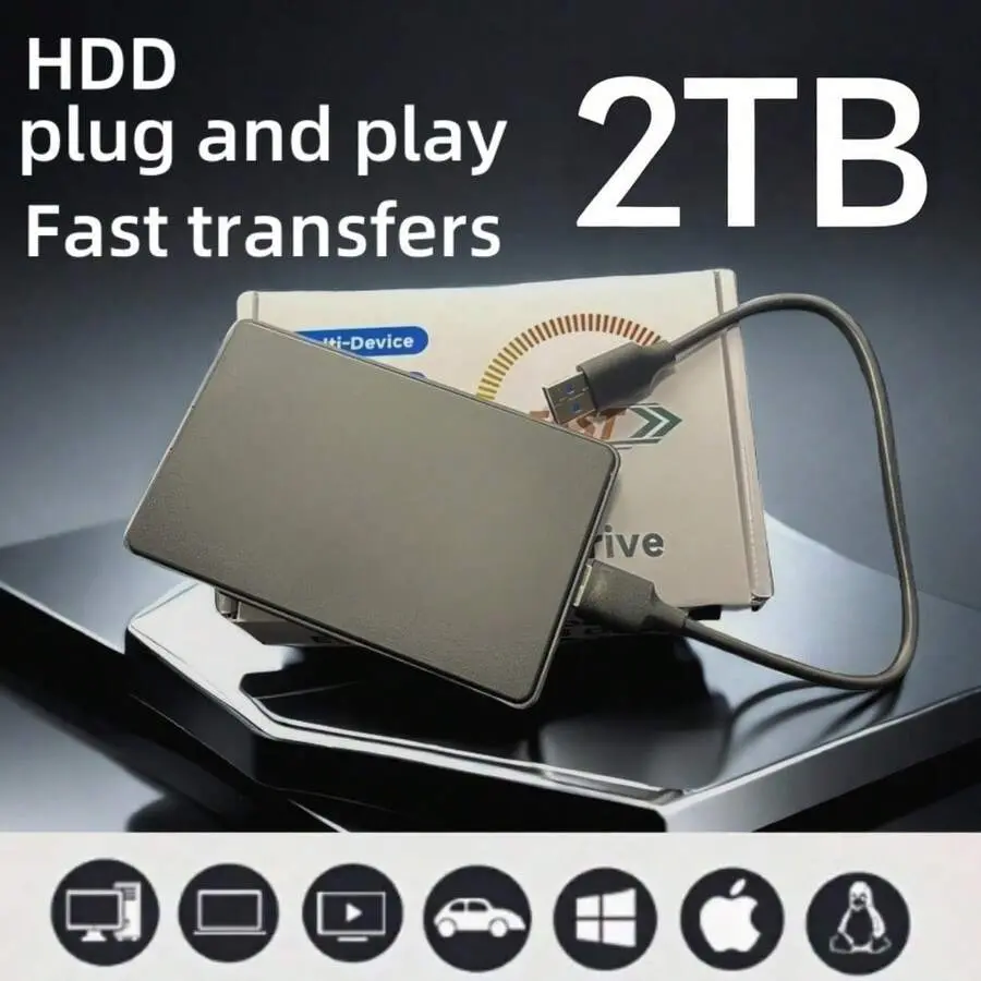 4TB 2TB Portable External Drive HDD Drive 4TB 2TB Large Capacity USB 3.0 Portable Disk HDD 4TB Suitable Desktop Office, Students, Professionals, Support File Video Storage Expansion Backup