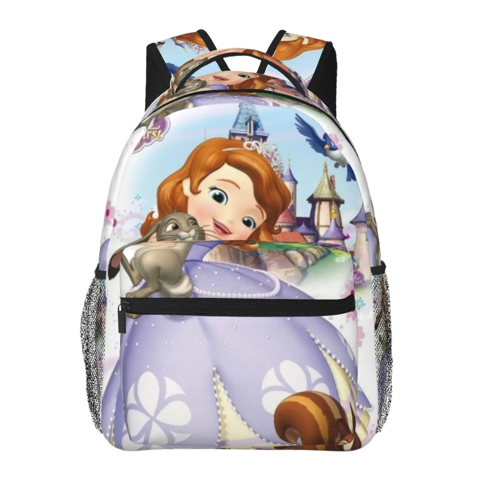 Anime Backpack Sofia The First School bag Cute Girls Boys Teens Backpacks Kawaii Kids Lightweight backpack with adjustable straps Bookbag with for office travel bag
