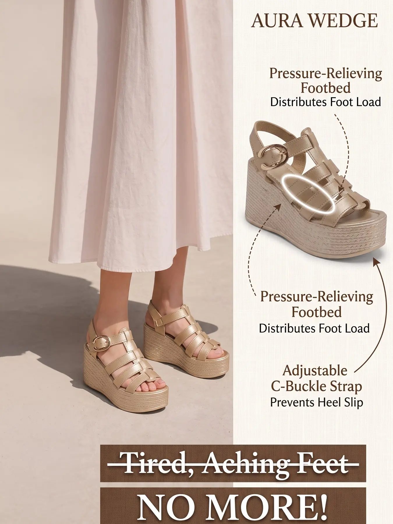 Comfortable Thick Sole Wedge Sandals (35-43), Wide Fit, Adjustable Ankle Strap, Breathable Laces, Non-Slip Sole, Summer Footwear, Fashion Wedges, Fashionable Wedge Shoes