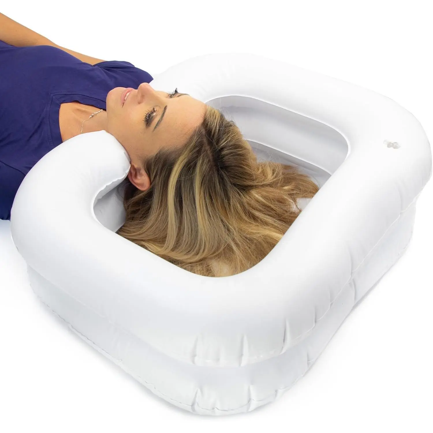 Inflatable Hair Wash Tub for Bedridden Elderly & Disabled - Home Hair Station Shampoo Tub for Loc Detox & Dreads