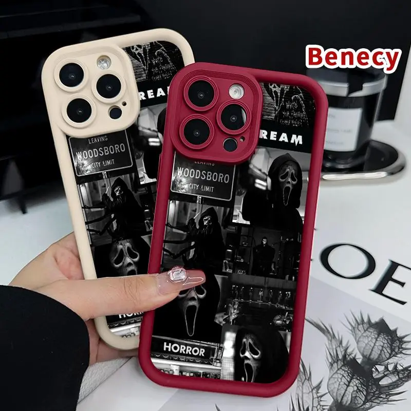 Ghostface's Realm Pattern TPU Phone Case for iPhone 17 Pro Max 16 16e 15 14 Plus 13 12 Mini 11 Air XR X XS Shockproof Drop Protection Rugged Durable Silicone Cover Cellphone Protective Casing