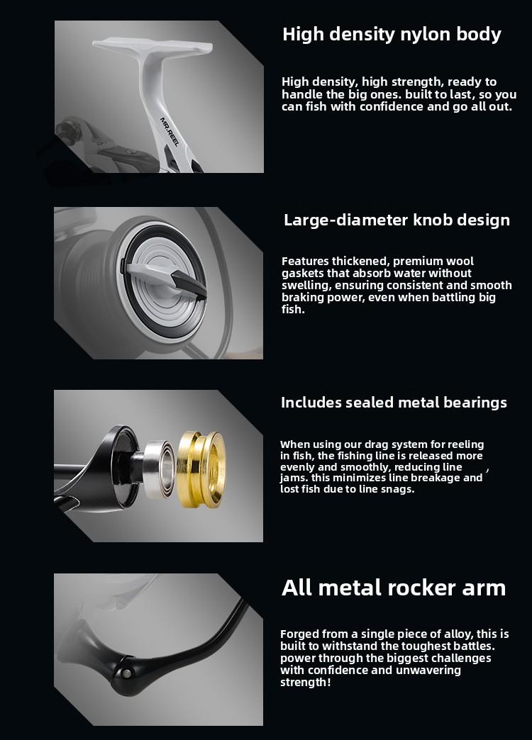 Yongshun MR.REEL BFS Spinning Reel, Ultralight Smooth Powerful Long Cast No-Gap Fishing Reel with Metal Handle