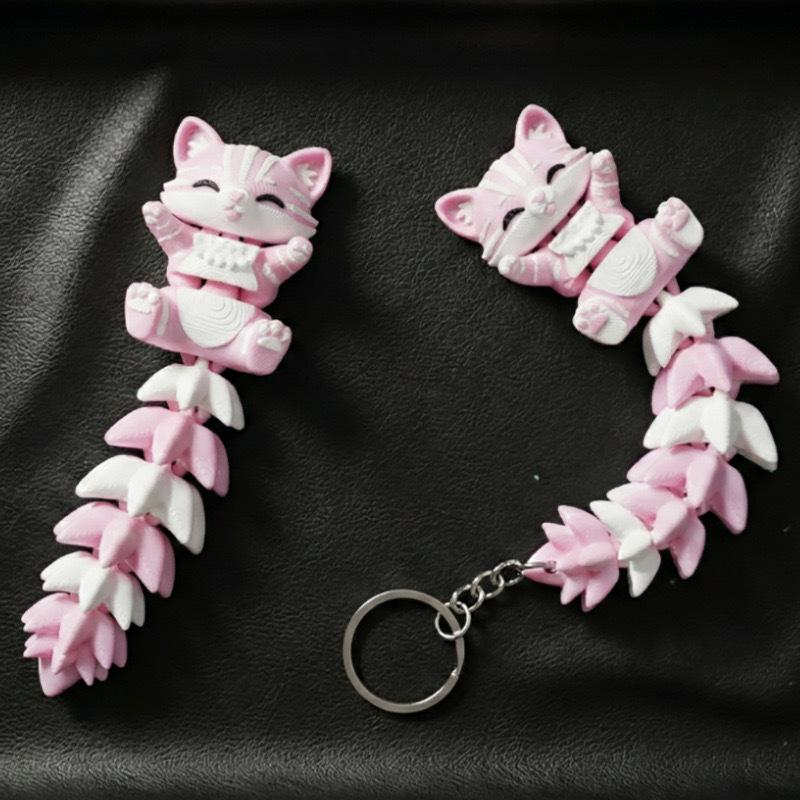 A 3D-printed keychain pendant featuring a cute little fox. The joints of the fox can move freely, making it a popular decorative item.