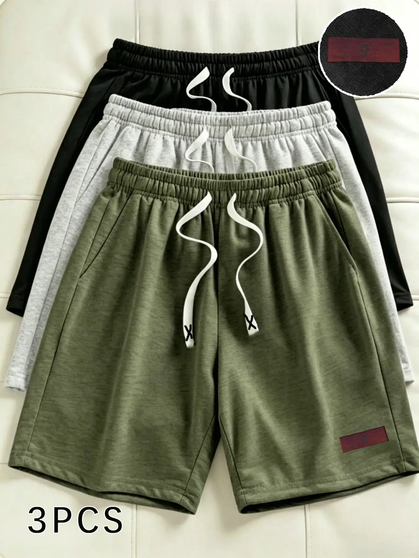 Men's 3-Pack Plus Size Casual Drawstring Waist Shorts, Solid Color Loose Fit Knee Length Casual Shorts for Daily Commute, Assorted Colors