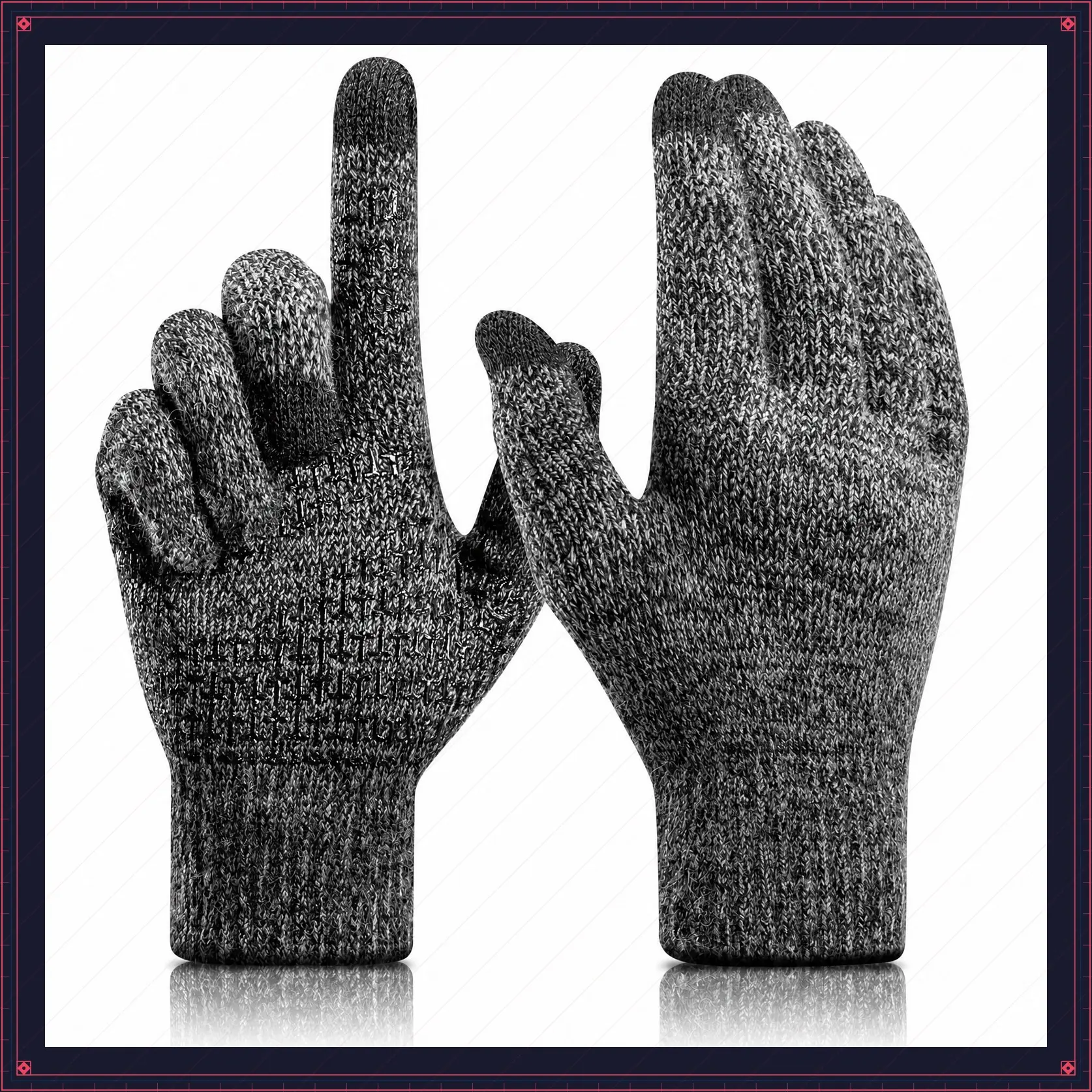 Merino Wool Winter Gloves for Men Women, Cold Weather Warm Touchscreen Unisex, Non-slip, Knit Elastic CuffGift