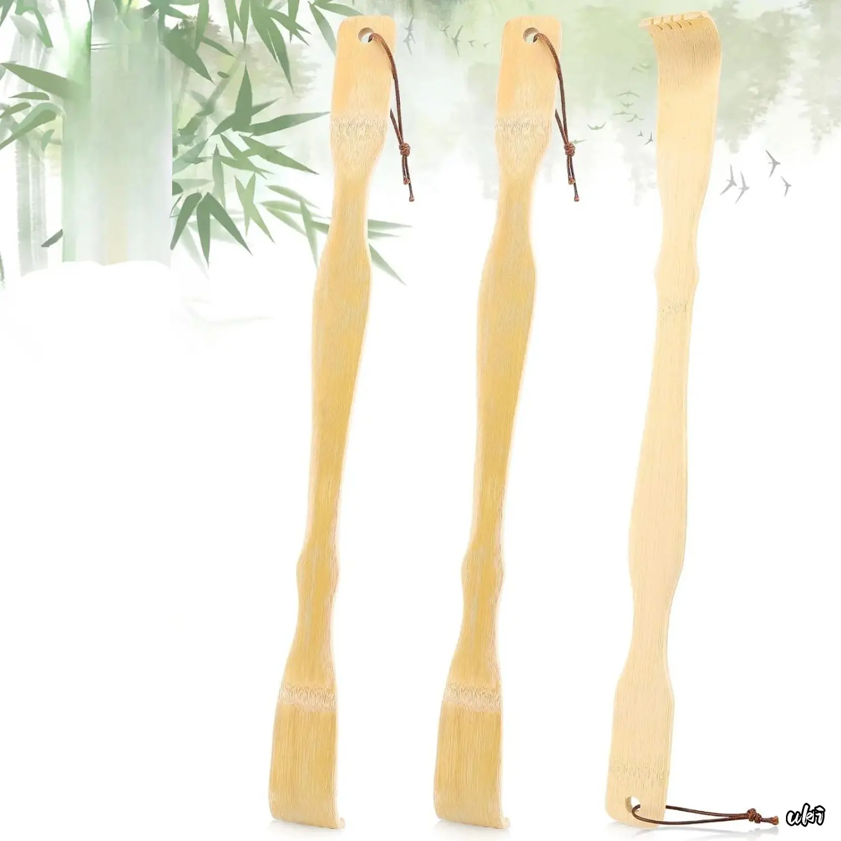 Natural Bamboo Back Scratcher 3-Pack, 16.5-in Smooth Body Care Tool for Adults, Lightweight Gentle Itch Relief, Daily Use Gift for Easter Basket Decoration (DIY Bag Accessory)