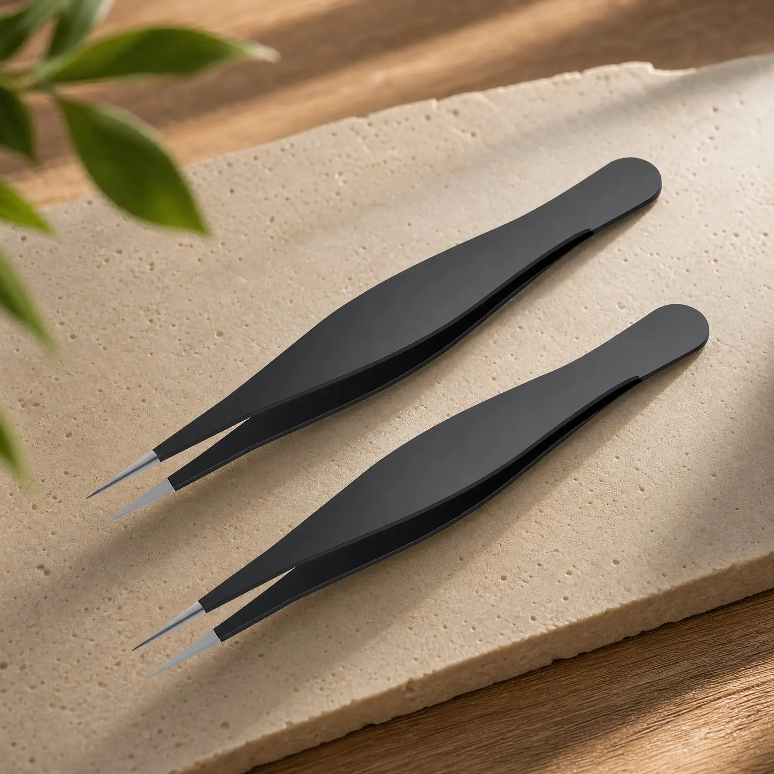 Fine Point Needle Nose Tweezers, Stainless Steel, Sharp Pointed Tips, Precision Grip for Tick Removal, Ingrown Hair, Facial Hair, Splinters, Brows and Lash Application, Men & Women
