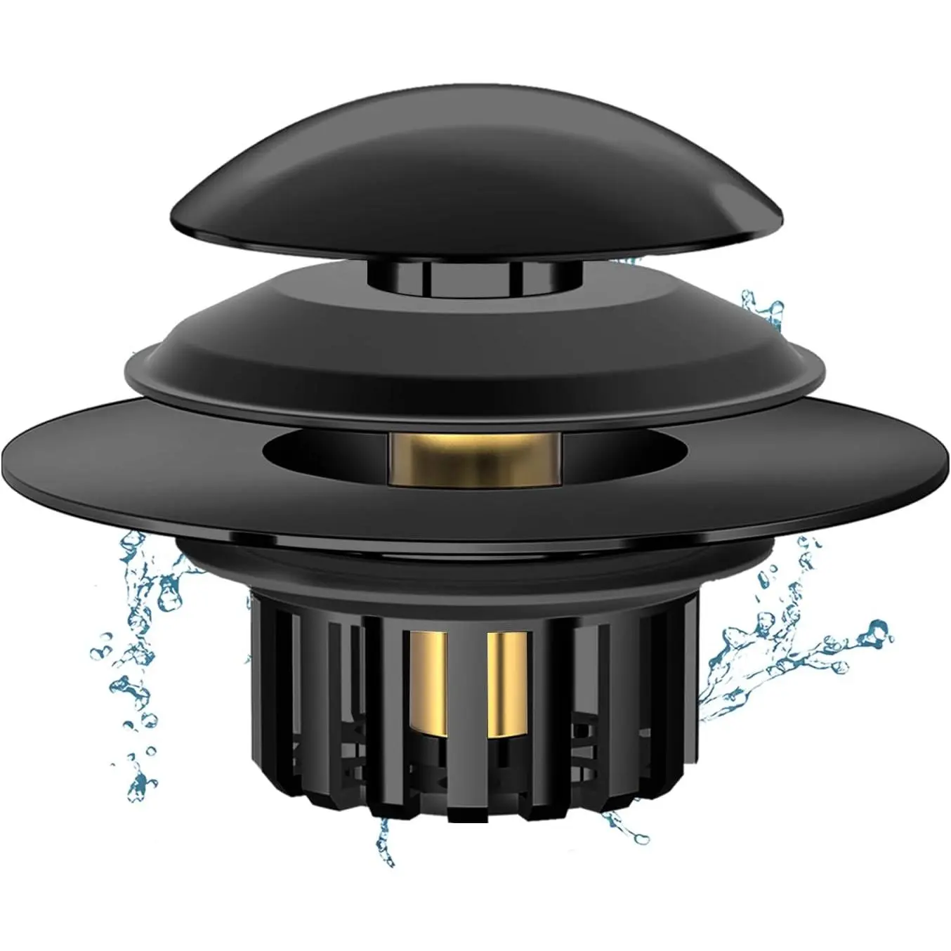 2 in 1 Tub Stopper Bathtub Drain Hair Catcher with Dual Filtration Design, Anti-Clogging Bathtub Drain Plug Bath Tub Stoppers for 1.45-1.8" Drain Shoe, Black