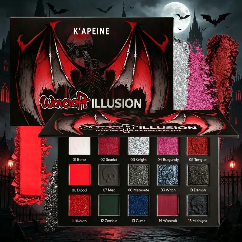 Burgundy & Black Silver Eyeshadow Palette, Beauty Eyeshadows, Cosmetic Cream Matte Gothic Shades, Ideal for Halloween Vampire, Clown, Christmas Smoky Special FX Makeup