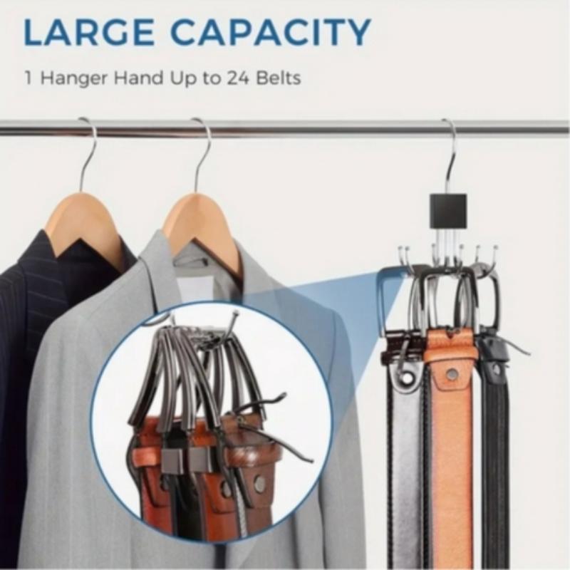 360° Rotatable Belt Hook, 1 Count Durable Metal Storage Hook, Multi-purpose Organiser Hook for Belt, Scarf, Tie, Home Storage Hook for Wardrobe, Closet, Home and Dormitory