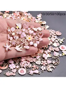 10 30 50 100 Bulk Enamel Charms Gold Glitter Resin Animal Heart Star Flower Moon Shapes Jewelry Making DIY Craft Materials for Men Bracelets Necklaces Earrings Mother s Day Gifts