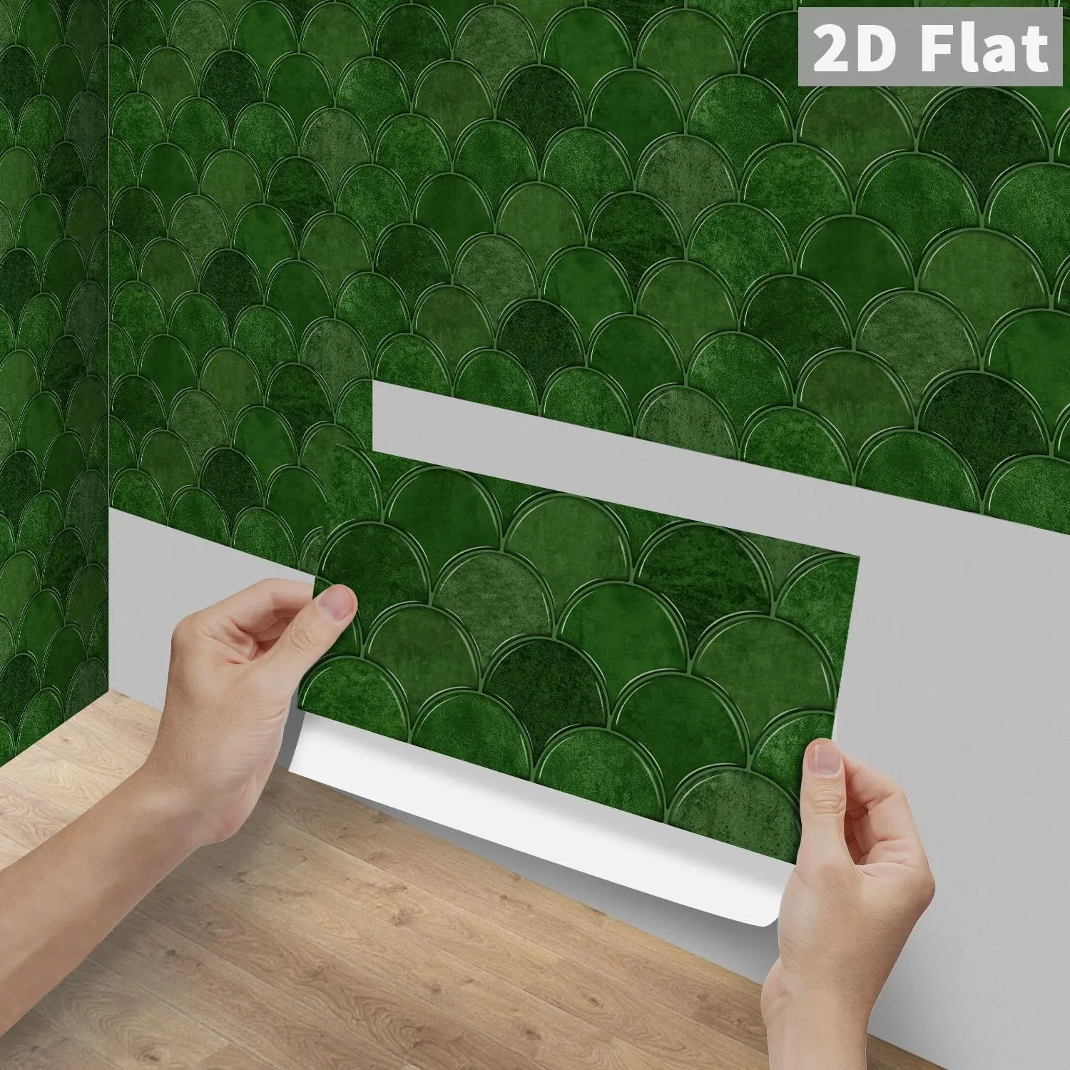 6/12/24/48Pcs FG Vintage Tile Stickers, PVC Crystal Film Dark Green Fish Scale Marble Texture, Peel and Stick Backsplash, DIY Self-Adhesive Waterproof Oilproof Wall Tiles, Home Decor for Kitchen, Bathroom, Tile & Wood Surfaces