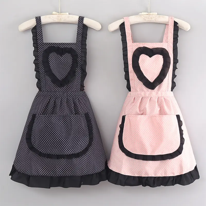 Cute Ruffled Princess Style Canvas Apron, Breathable Stain Resistant Summer Kitchen Garment, Adjustable Strap Design Protective Apron For Home Cooking, Baking And Daily Food Preparation Styling .sohochic