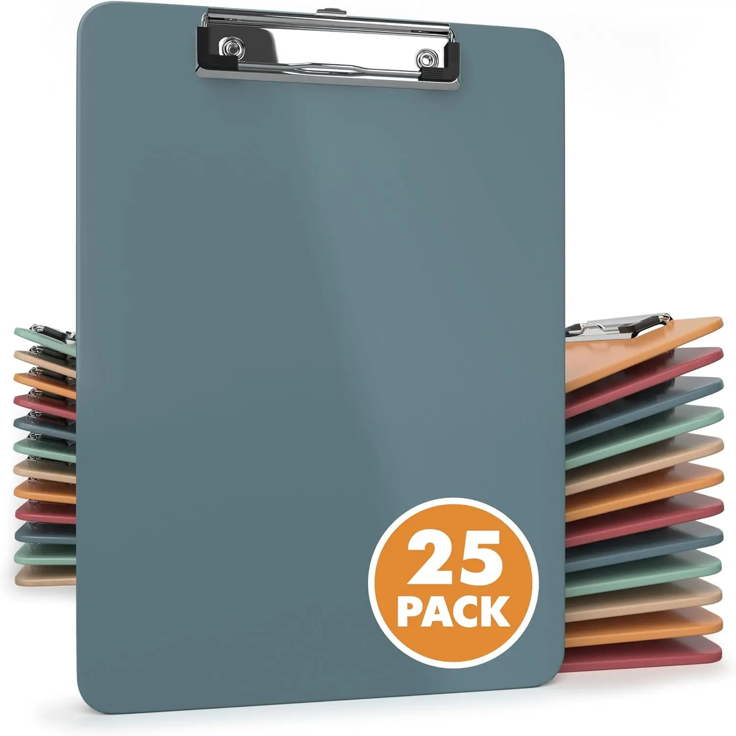 25 Pack Boho Color Clipboards Bulk Low Profile Lightweight & Durable Plastic Clipboard Set Holds 100 Sheets Classroom Office Teachers Students  &  Organization Clip Boards