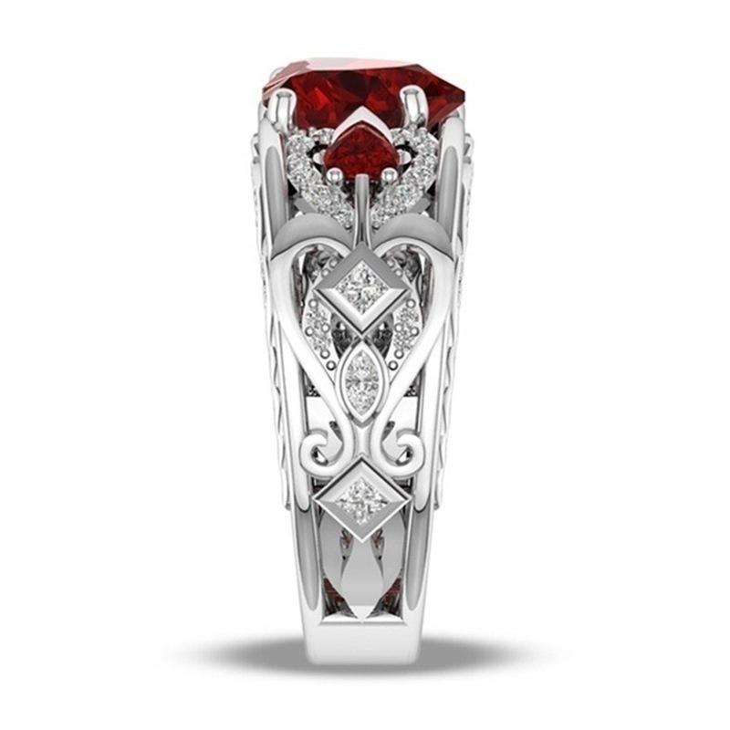2025 New Accessory Wish New Heart-Shaped Ruby Women's Ring, Stainless Steel Men's Ring, Couple's Handwear