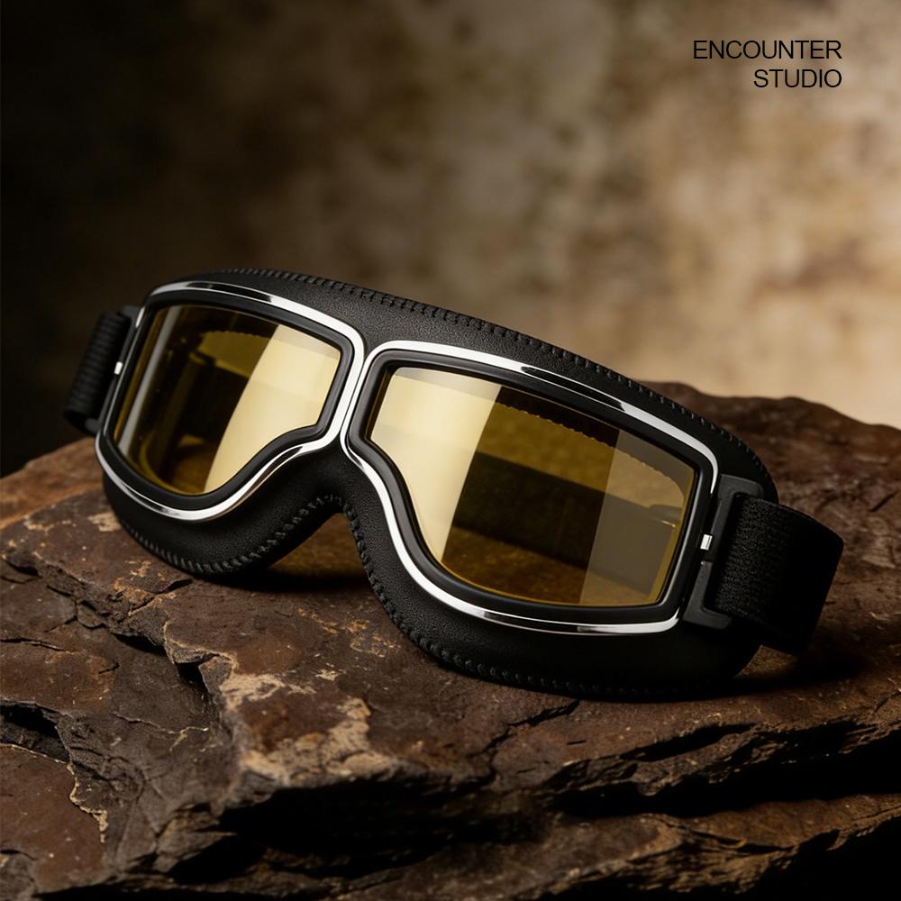 Men's Retro Style Harley Motorcycle Sunglasses UV400 Windpro of Cycling And Skiing protective and Dustproof Goggles  Leather Frame  To Be Used With Helmet