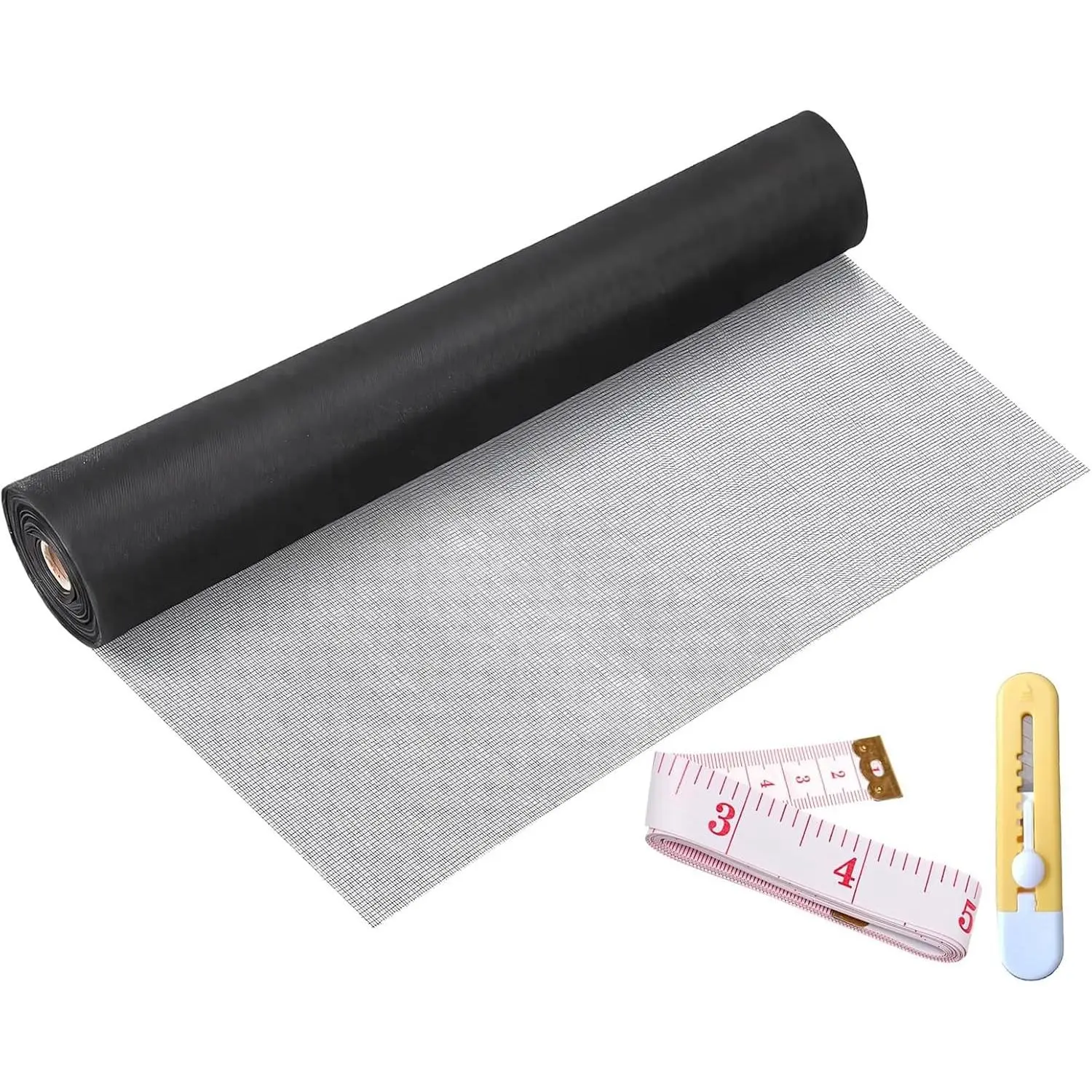 Window Screen Replacement Kit 40 Inch X 66 Feet Durable High Hardness Nanofibers Roll Screen Mesh Window Screen Repair Kit Black for Any Door and Window