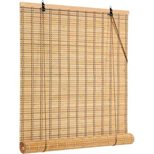 65x72 Inch Bamboo Blinds for Interior Windows, UV Protection Roman Bamboo Curtains, Light Filtering & Easy to Install Roller Shades for Patio Indoor Outdoor, Carbonized