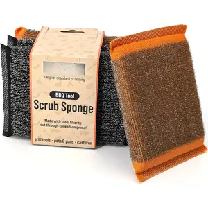 Heavy-Duty Steel   Sponges 4 Pack – Stainless Steel Cleaning Pads for Dishes, Pots, Pans, Grills & Ovens – Durable Multi-Surface Kitchen Scrubbing Tools for Tough  & Burnt