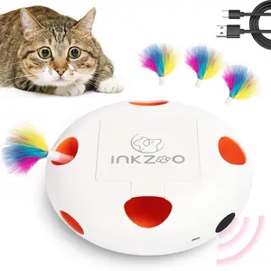 Interactive Cat Toy, Indoor Smart Cat Plaything, Automatic 7-Hole Mouse Plinko, USB Rechargeable, 4 Feather Replacement Set ()