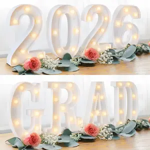 2026 Graduation Decorations, 8 LED Marquee Light Up GRAD 2026 Letters, Class of 2026 Ornament Sign for Kindergarten High School College Wall Table Centerpieces Party Supplies